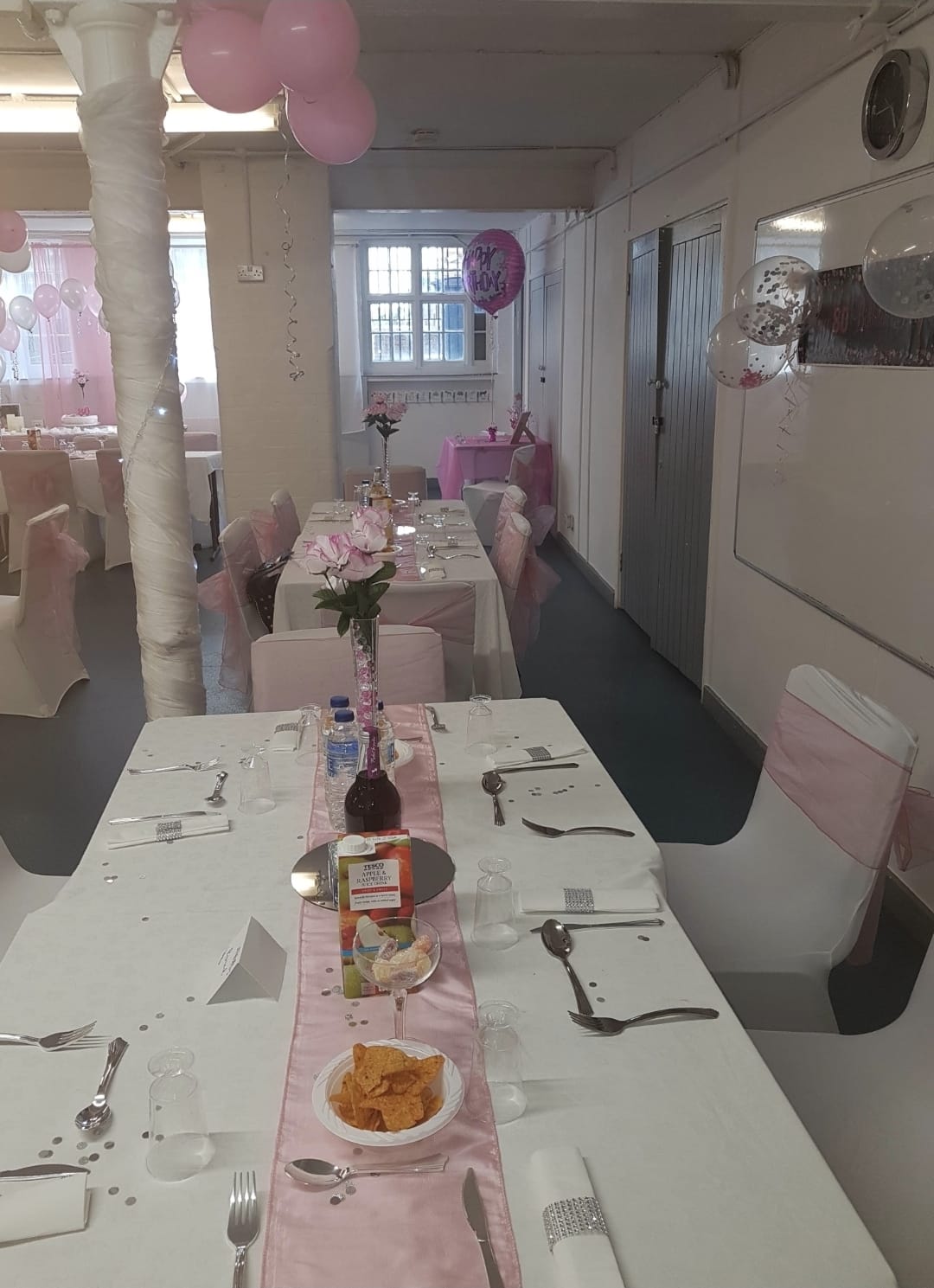 Pink birthday dining layout